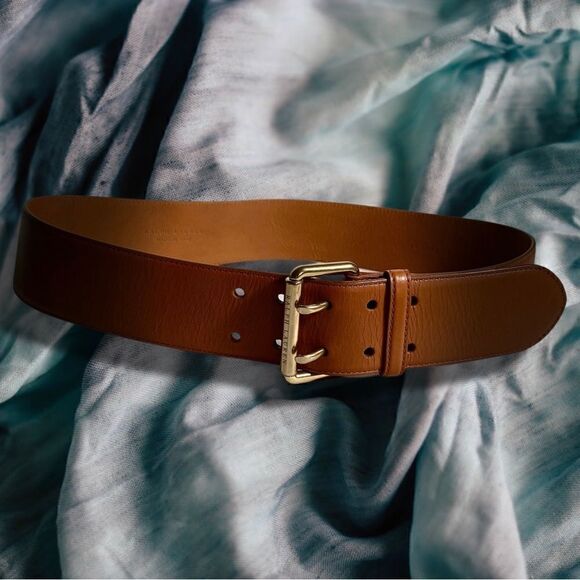 Ralph Lauren Wide Italian Calfskin Leather Double Prong Roller Buckle Belt - Picture 13 of 16